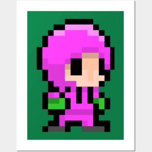 pixelated pink hoodie little man Posters and Art